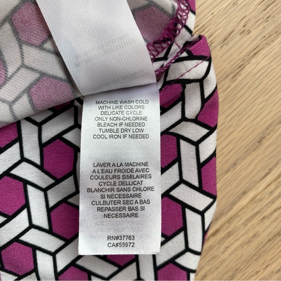 Laundry by Shelli Segal, Purple/White Geometric Print Dress, Collar, Sporty, US4 - Picture 9 of 11